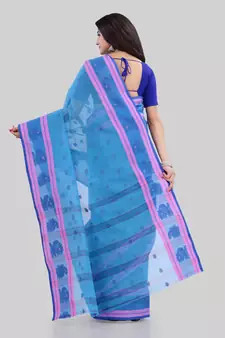 Blue woven cotton saree 
