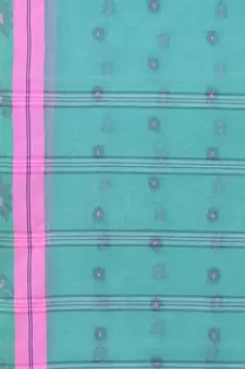 Turquoise Woven Cotton Saree Without Blouse