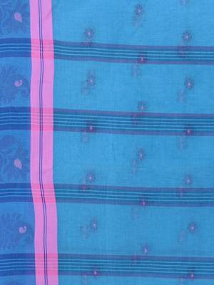 Blue woven cotton saree  5