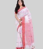 White woven cotton saree with blouse