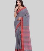 Grey woven cotton saree with blouse