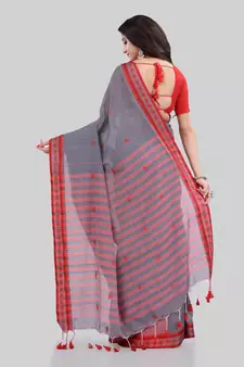 Grey woven cotton saree with blouse