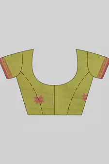 Green woven cotton saree with blouse