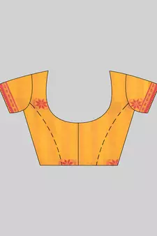 Yellow woven cotton saree with blouse