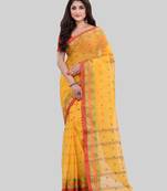 Yellow Woven Cotton Saree Without Blouse