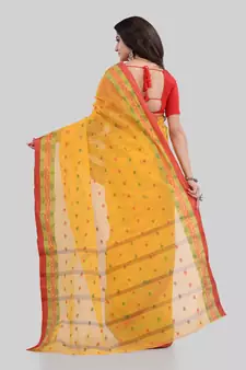 Yellow Woven Cotton Saree Without Blouse