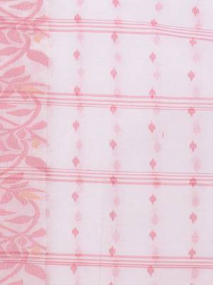 White Woven Cotton Saree Without Blouse 5