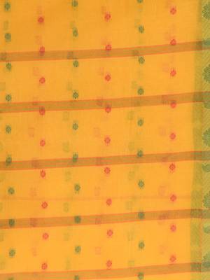 Yellow Woven Cotton Saree Without Blouse 5
