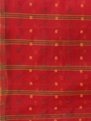 Red Woven Cotton Saree Without Blouse 5
