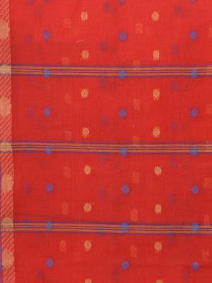 Orange Woven Cotton Saree Without Blouse 5