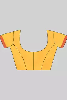 Yellow woven cotton saree with blouse