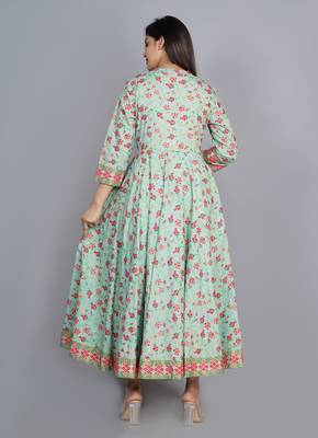 Light-green printed rayon ethnic-kurtis 2