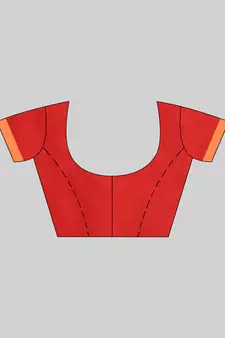 Red woven cotton saree with blouse