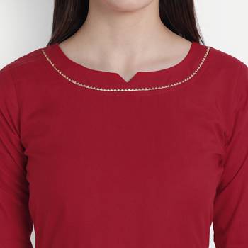 Red plain viscose kurtas-and-kurtis 5