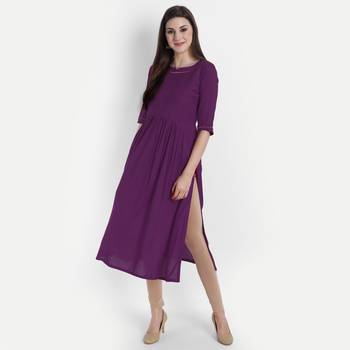 Purple plain viscose kurtas-and-kurtis 1