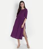 Purple plain viscose kurtas-and-kurtis