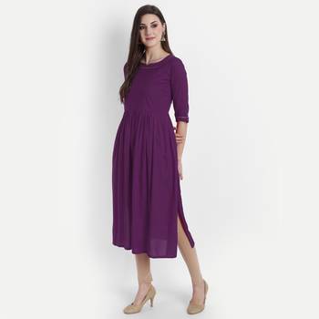 Purple plain viscose kurtas-and-kurtis 2