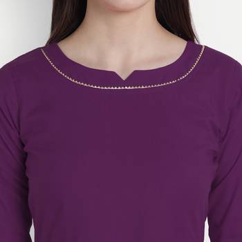 Purple plain viscose kurtas-and-kurtis 5