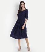 Navy-blue plain viscose kurtas-and-kurtis