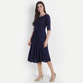 Navy-blue plain viscose kurtas-and-kurtis 2