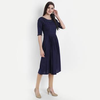 Navy-blue plain viscose kurtas-and-kurtis 3