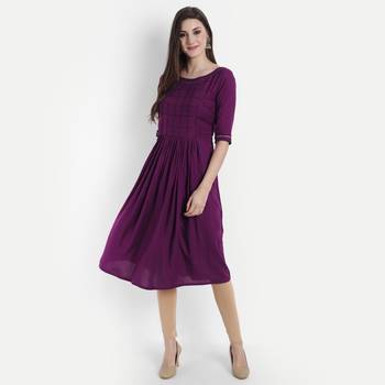 Purple plain viscose kurtas-and-kurtis 1