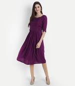 Purple plain viscose kurtas-and-kurtis
