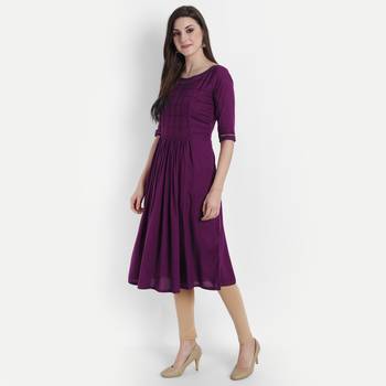 Purple plain viscose kurtas-and-kurtis 2