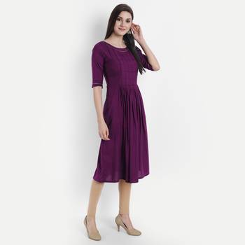 Purple plain viscose kurtas-and-kurtis 3