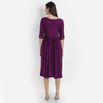 Purple plain viscose kurtas-and-kurtis 4