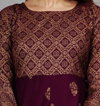 Purple printed rayon ethnic-kurtis 2