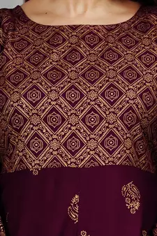 Purple printed rayon ethnic-kurtis