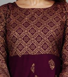 Purple printed rayon ethnic-kurtis