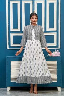 White printed rayon ethnic-kurtis 2