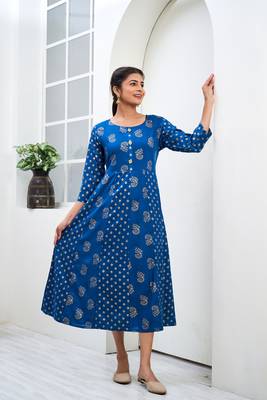 Blue printed rayon ethnic-kurtis 2