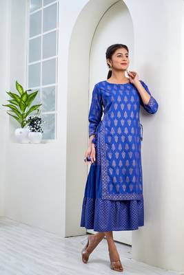 Blue printed rayon ethnic-kurtis 2