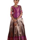 Shivangi Girls Purple Silver Fire Pattu Pavadai | Langa