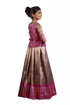 Shivangi Girls Purple Silver Fire Pattu Pavadai | Langa