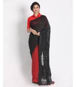Black Red Cotton Silk Jamdani Saree Without Blouse