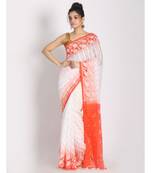 White Cotton Silk Jamdani Saree Without Blouse