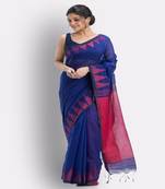 Royel Blue Cotton Blend Handloom Saree
