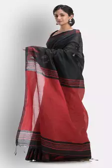 Black Cotton Blend Handloom Saree