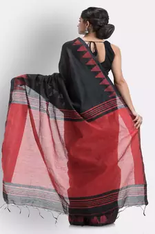 Black Cotton Blend Handloom Saree
