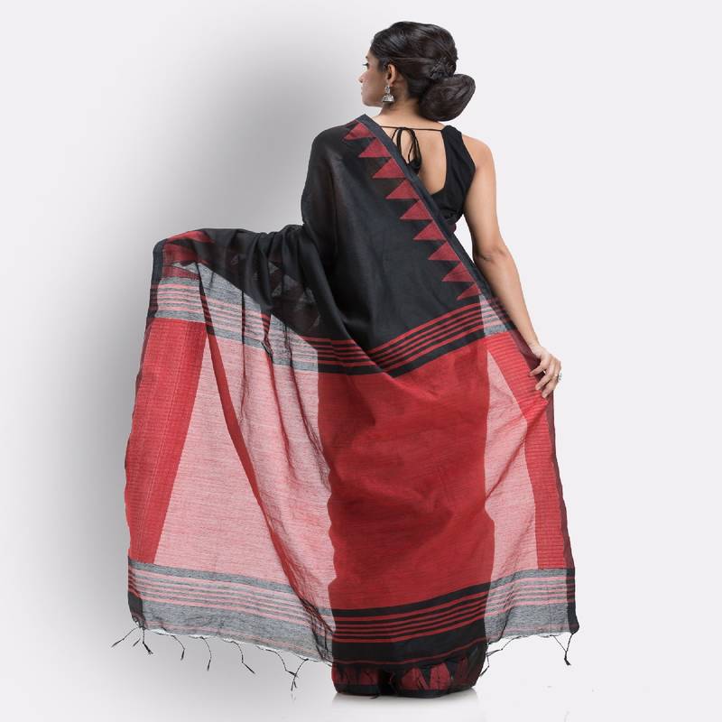 Black Cotton Blend Handloom Saree