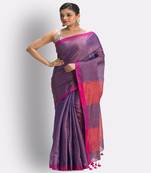 Blue Hand Woven Cotton Blend Tissue Saree