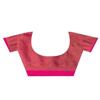 Cppper Hand Woven Cotton Blend Tissue Saree 4