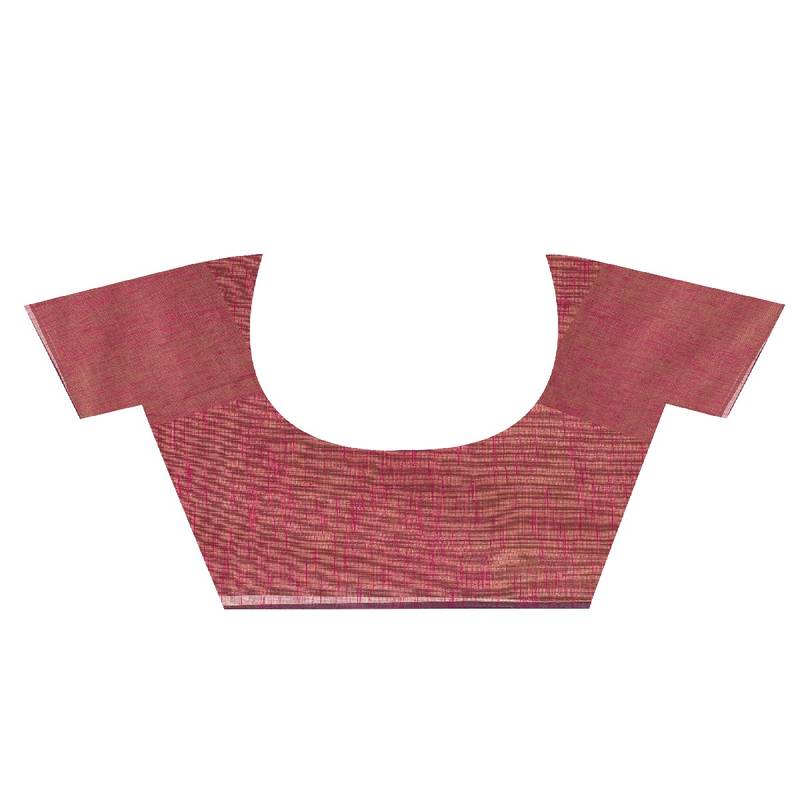 Pink Hand Woven Cotton Blend Tissue Saree