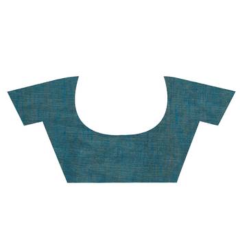 Sky Blue Hand Woven Cotton Blend Tissue Saree 4