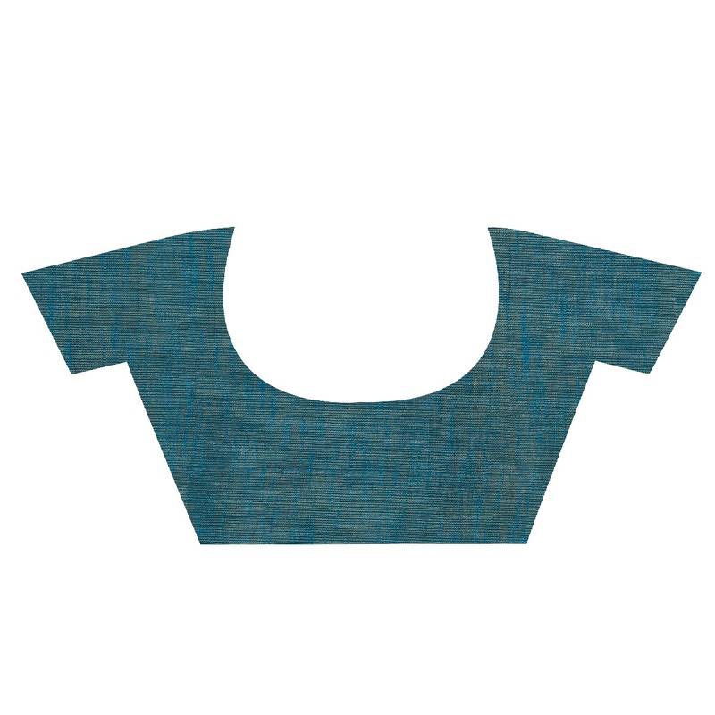 Sky Blue Hand Woven Cotton Blend Tissue Saree