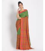 Handspun Cotton Green Handloom Begampuri Saree